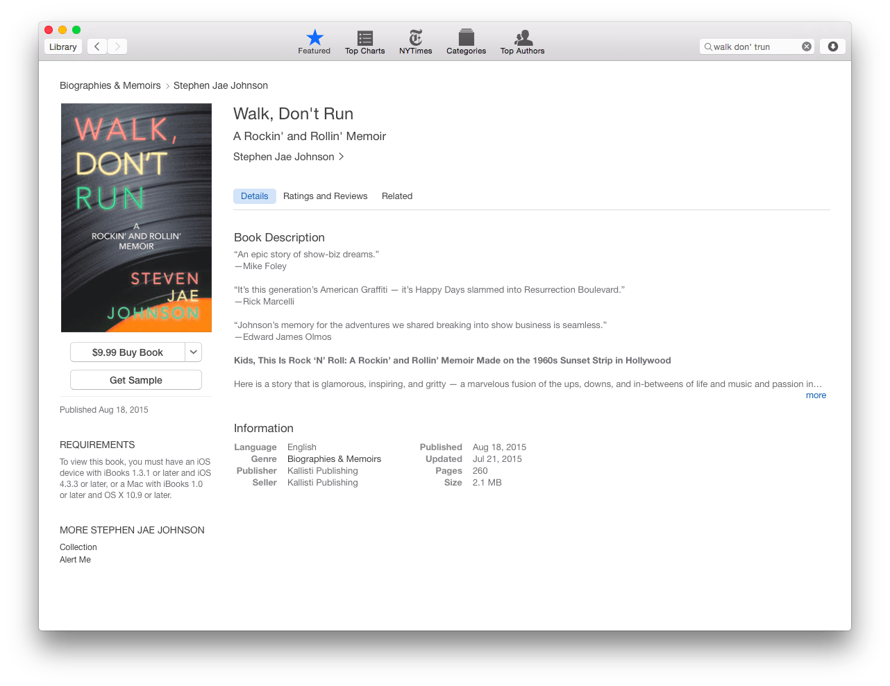 Walk, Don't Run, Others Available on Apple's iBookstore and Other Retailers