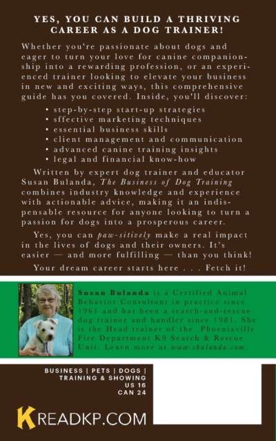 Business of Dog Training - Bulanda - BACK COVER