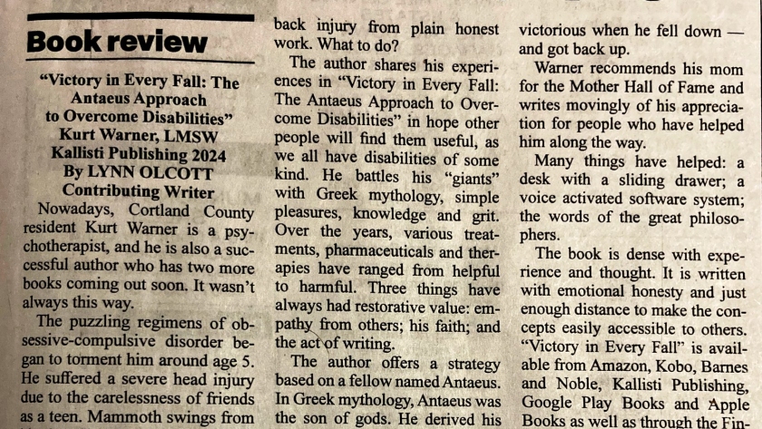 REVIEW - Victory in Every Fall - Warner - Cortland Standard.